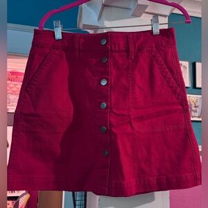 J. Crew NWOT Button-Front Mini Skirt in Red Size 2